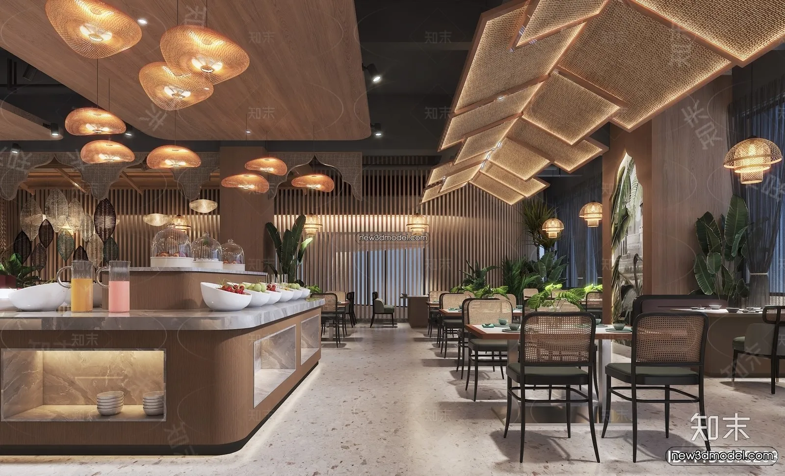 Seafood Restaurant 3D Scene – 3D Blocks – 049 – VRAY