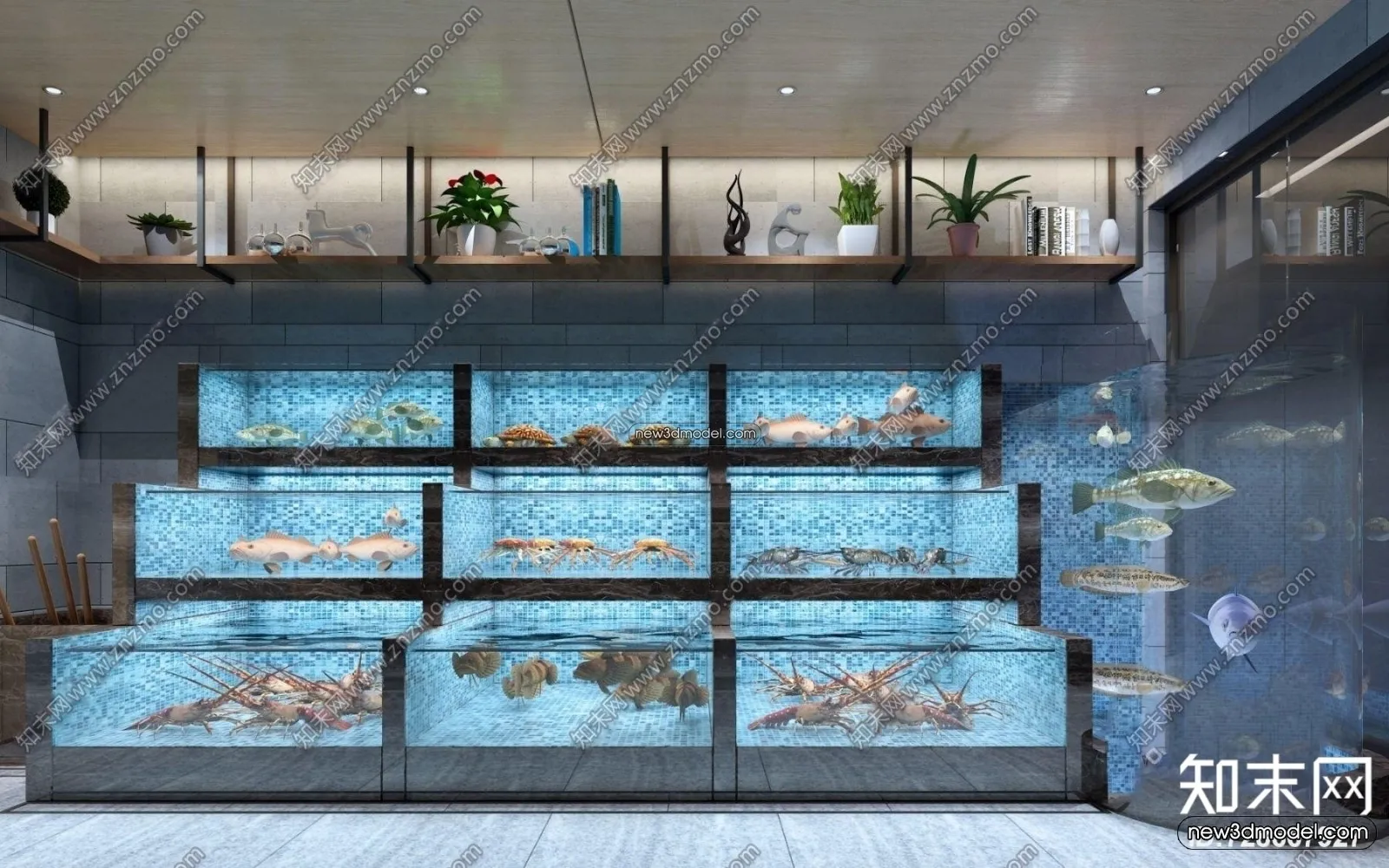 Seafood Restaurant 3D Scene – 3D Blocks – 050 – VRAY