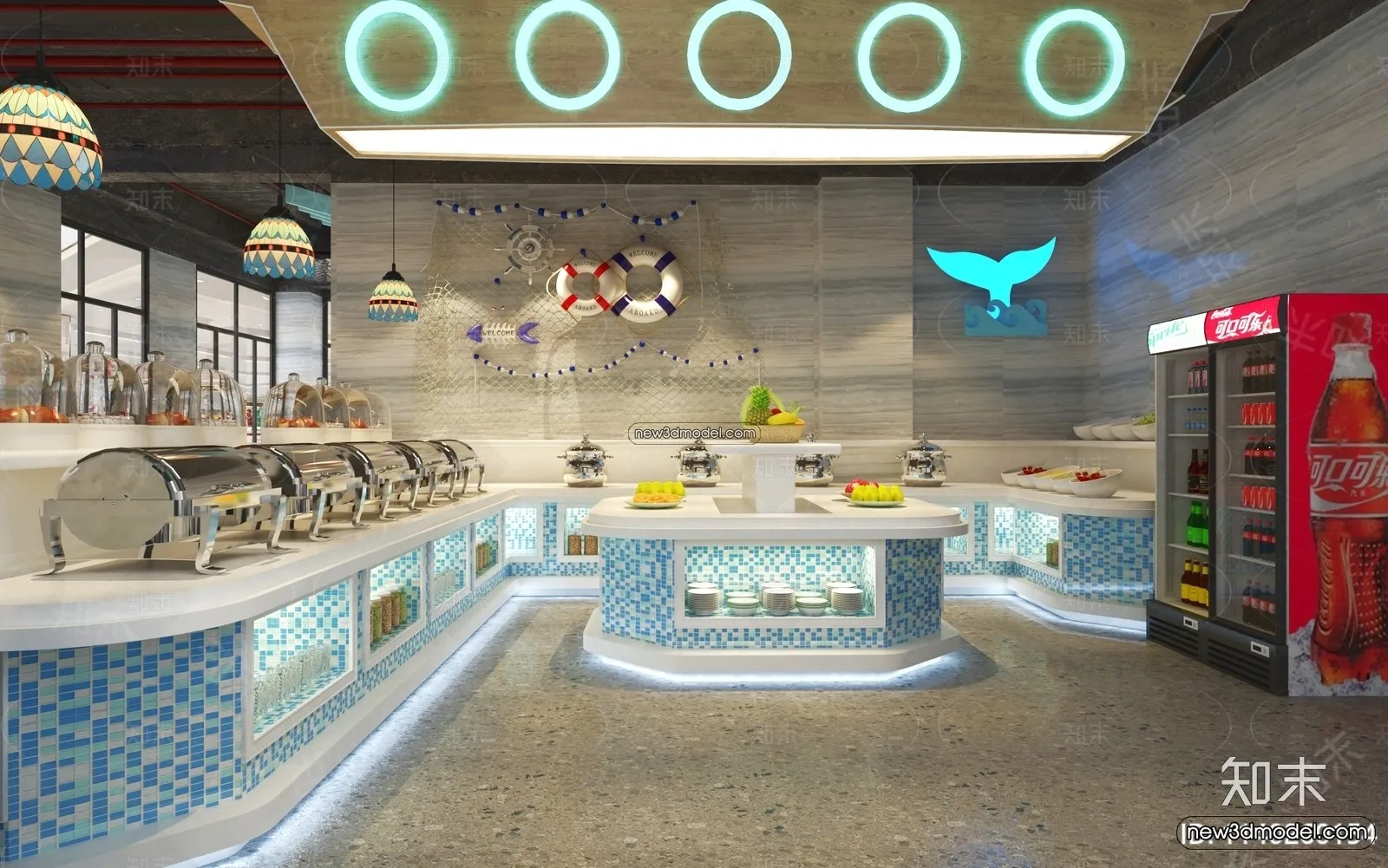 Seafood Restaurant 3D Scene – 3D Blocks – 054 – VRAY