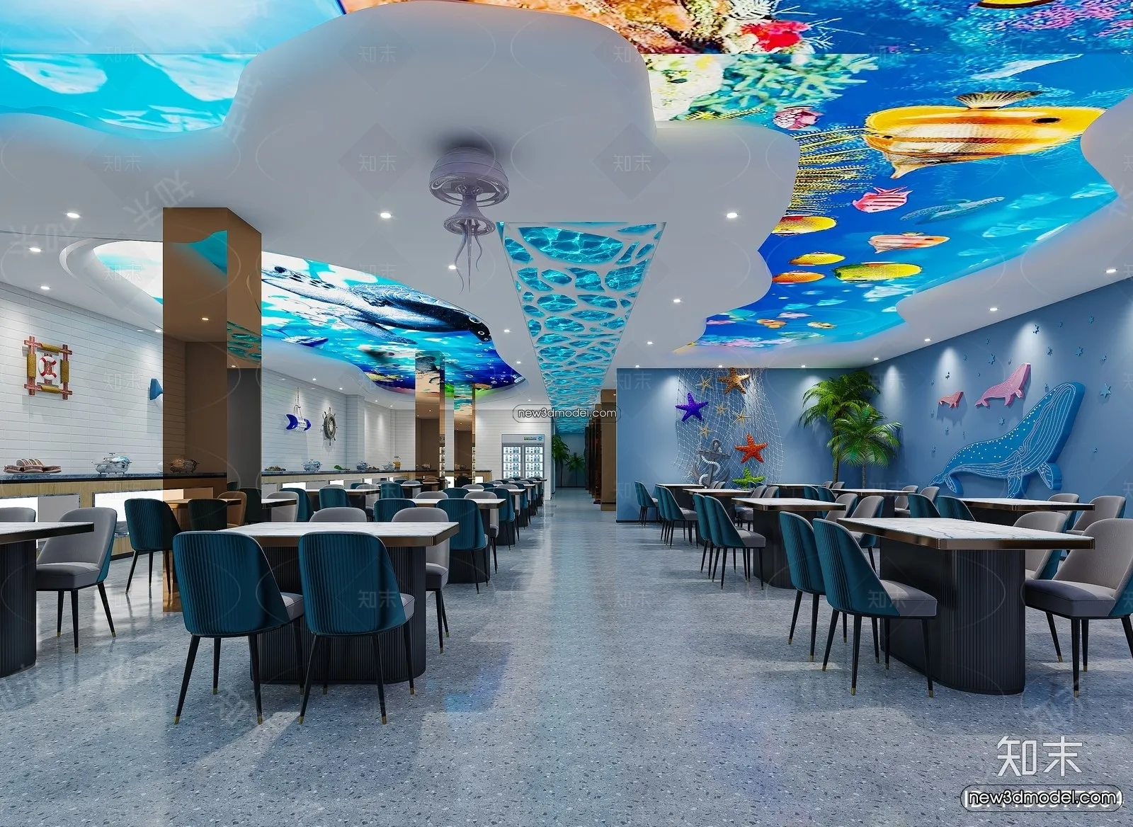 Seafood Restaurant 3D Scene – 3D Blocks – 058 – VRAY