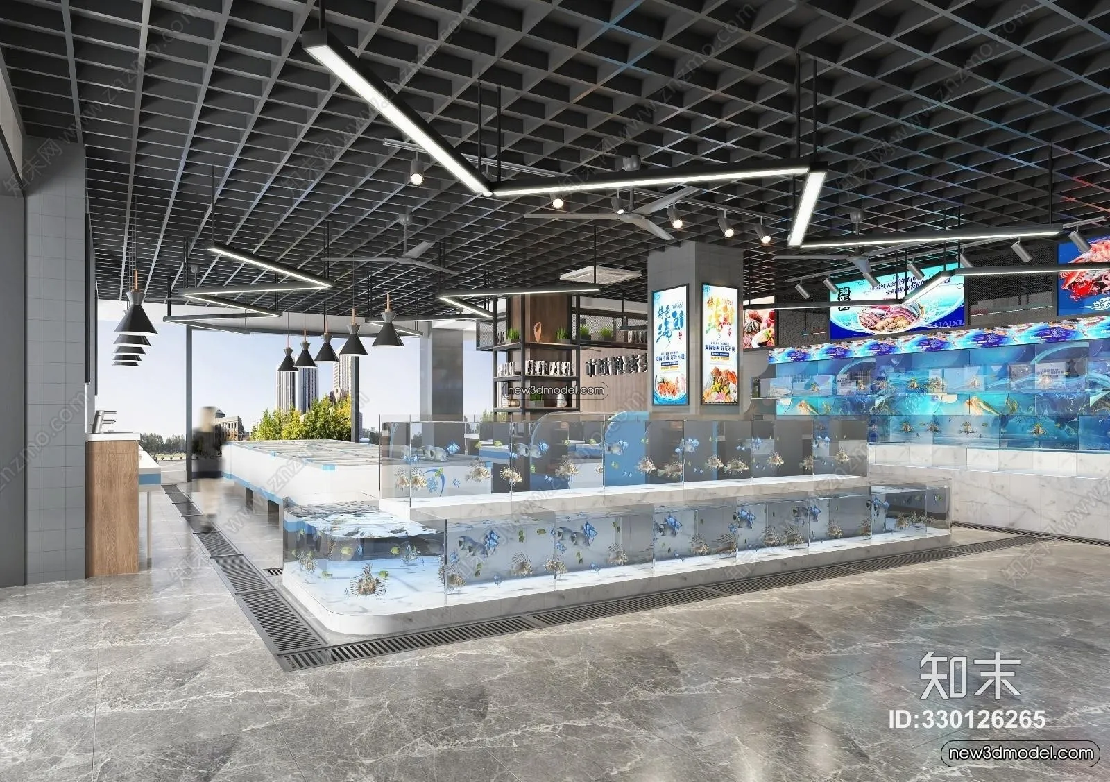 Seafood Restaurant 3D Scene – 3D Blocks – 060 – VRAY