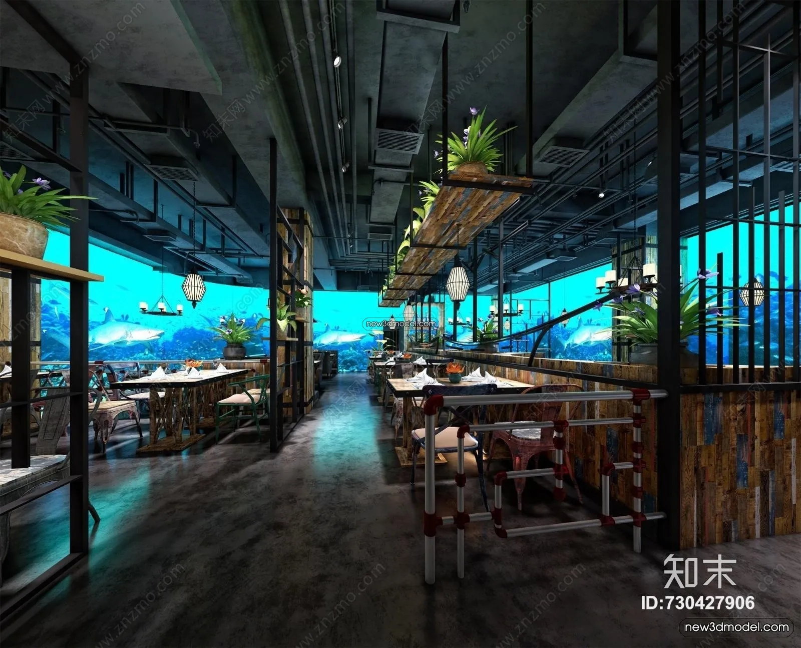 Seafood Restaurant 3D Scene – 3D Blocks – 062 – VRAY