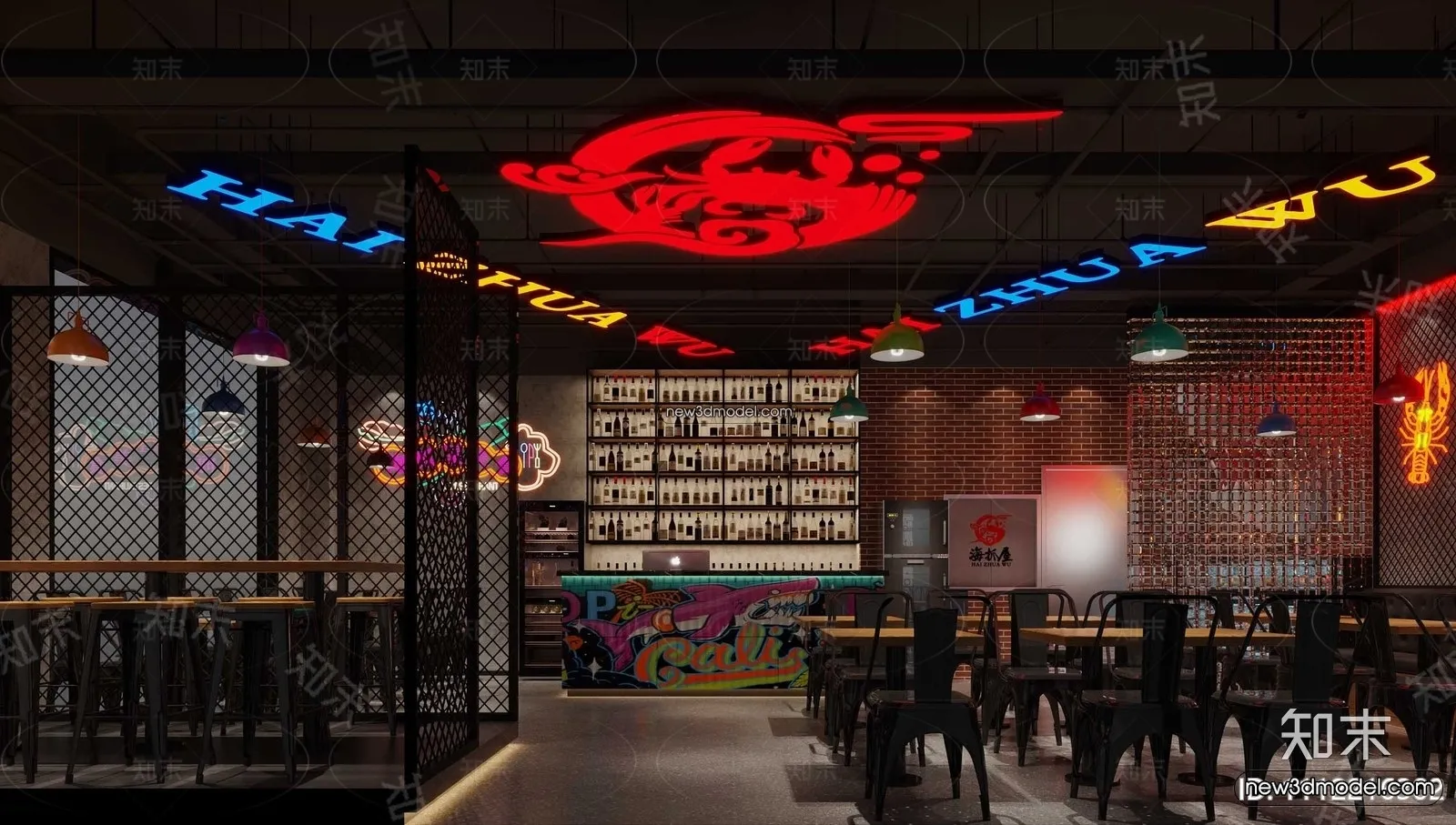 Seafood Restaurant 3D Scene – 3D Blocks – 063 – CORONA