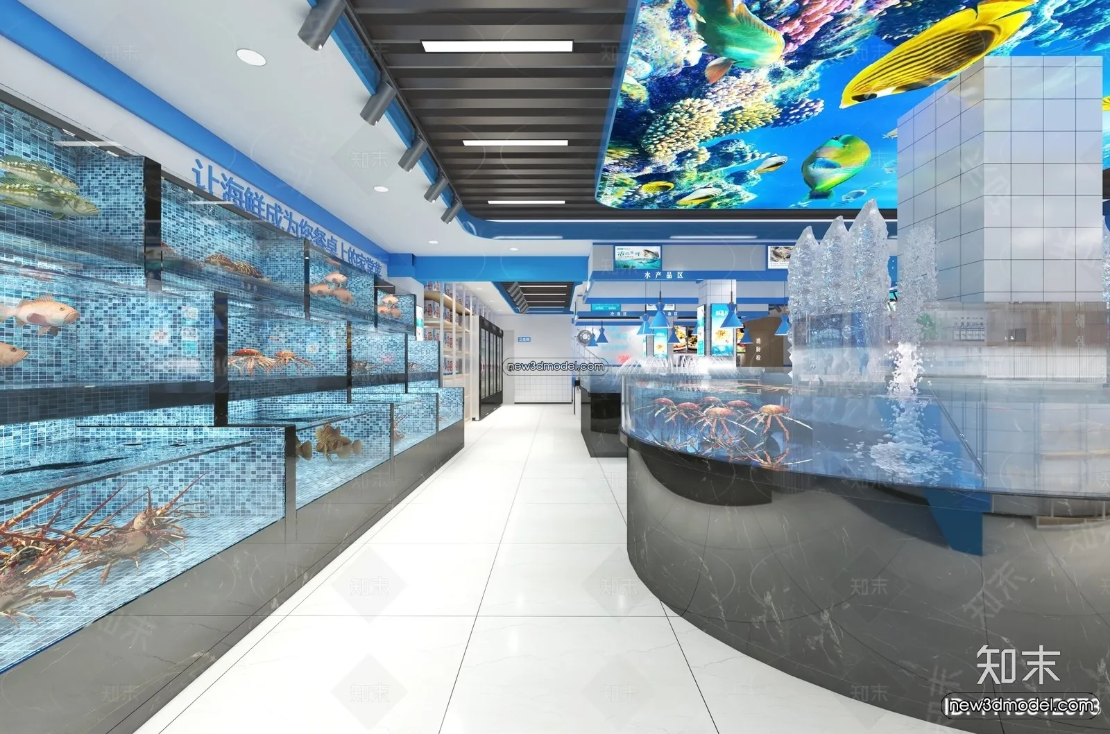 Seafood Restaurant 3D Scene – 3D Blocks – 065 – VRAY