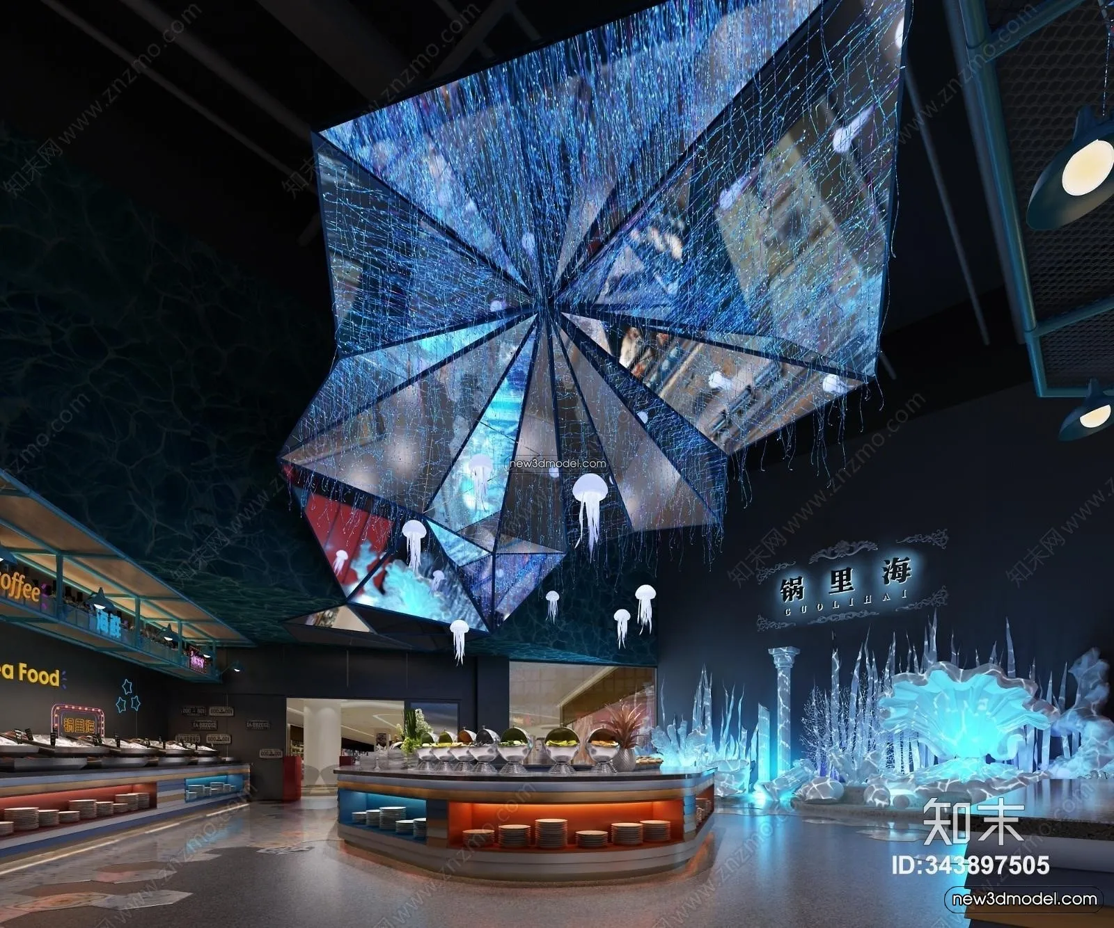 Seafood Restaurant 3D Scene – 3D Blocks – 066 – VRAY