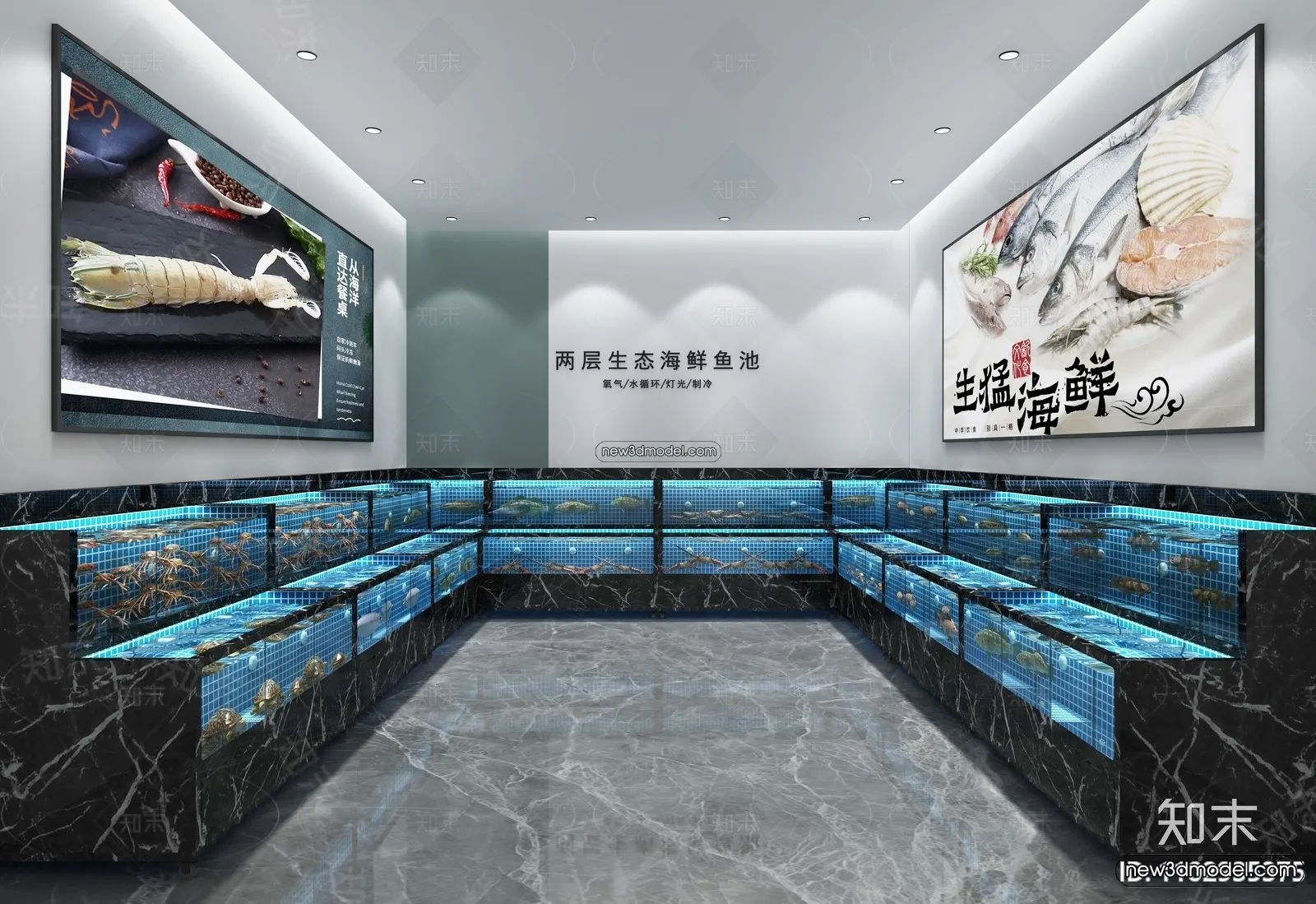 Seafood Restaurant 3D Scene – 3D Blocks – 074 – VRAY