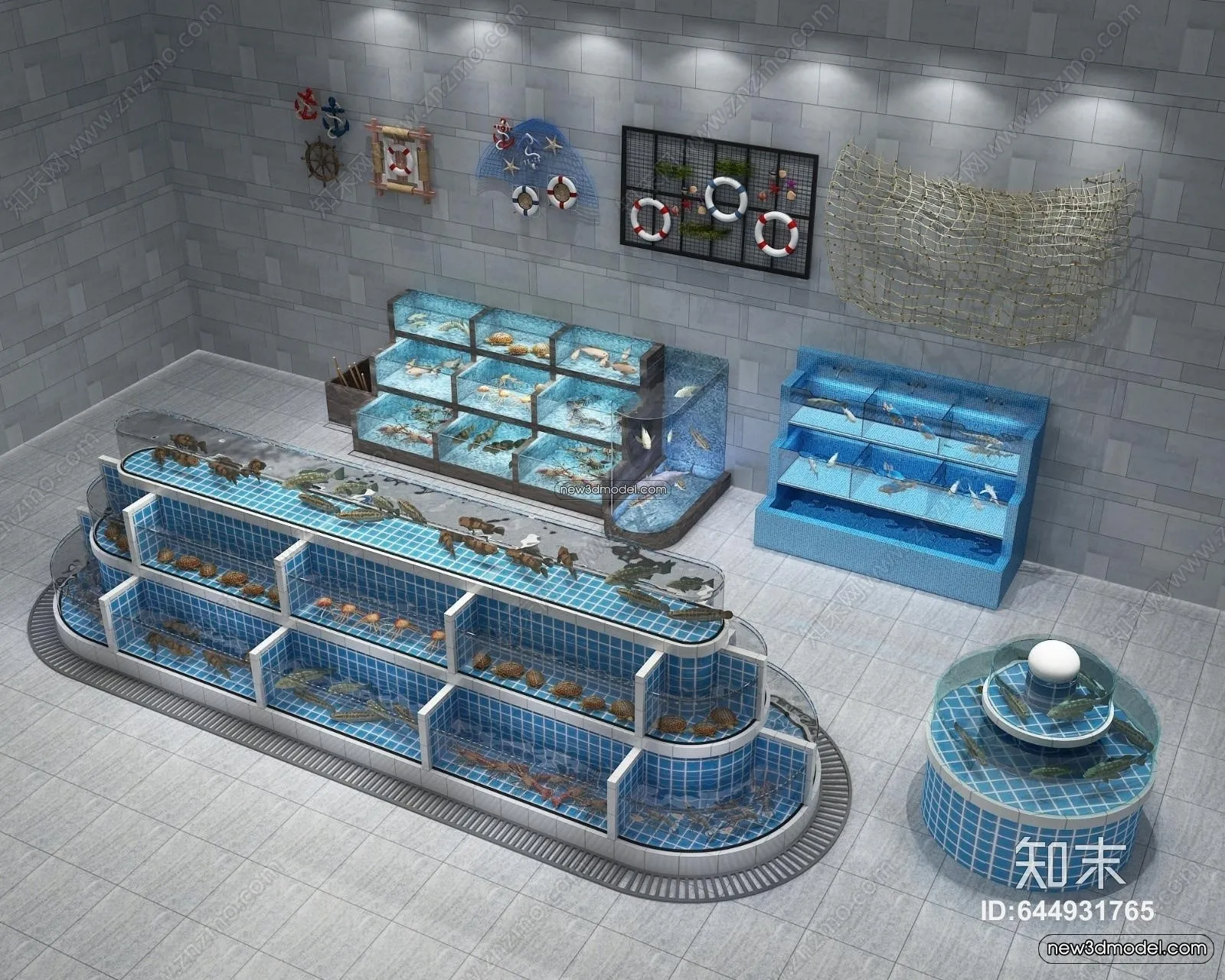 Seafood Restaurant 3D Scene – 3D Blocks – 075 – VRAY