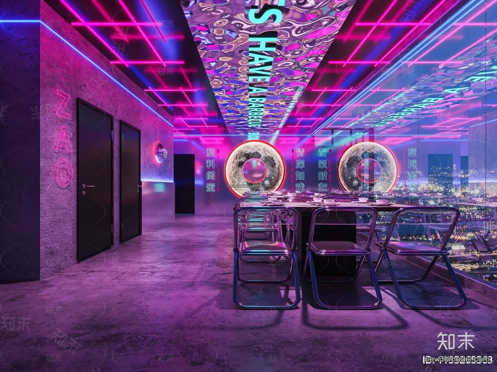 Seafood Restaurant 3D Scene – 3D Blocks – 079 – VRAY