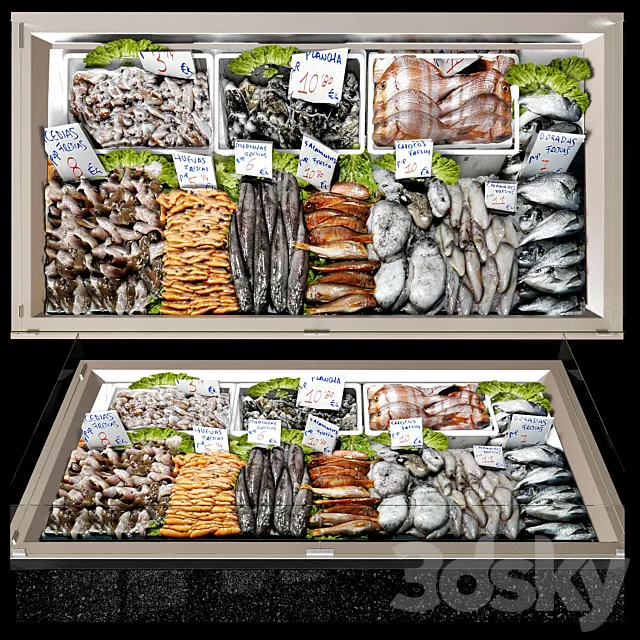 Seafood showcase 3 3D Model