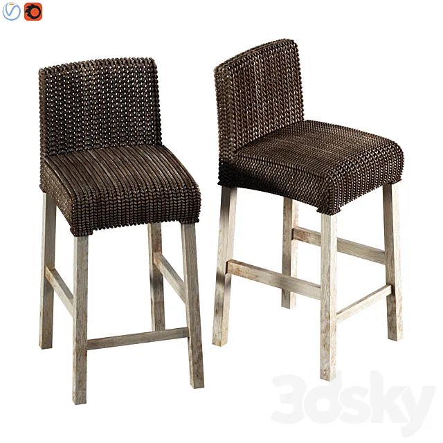 Seagrass Bar & Counter Stools 3D Model Seagrass Bar & Counter Stools 3D Model