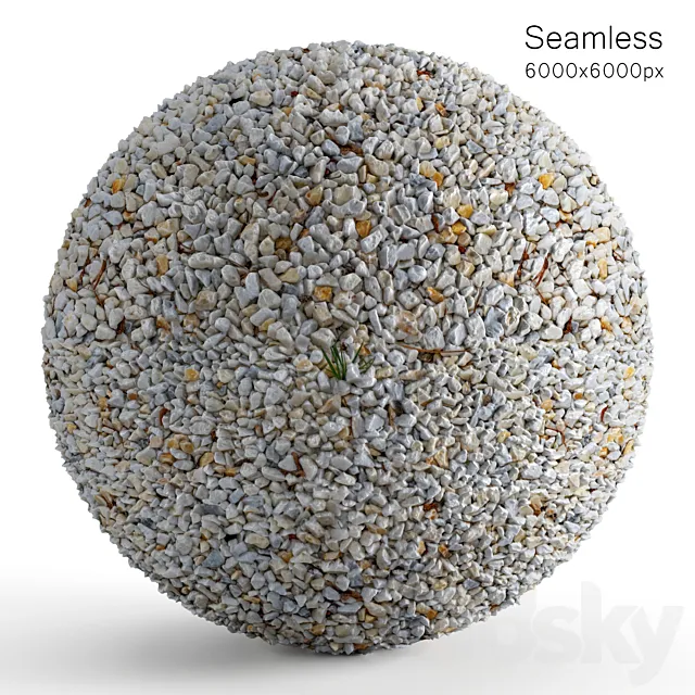 Seamless white pebble texture 3D Model