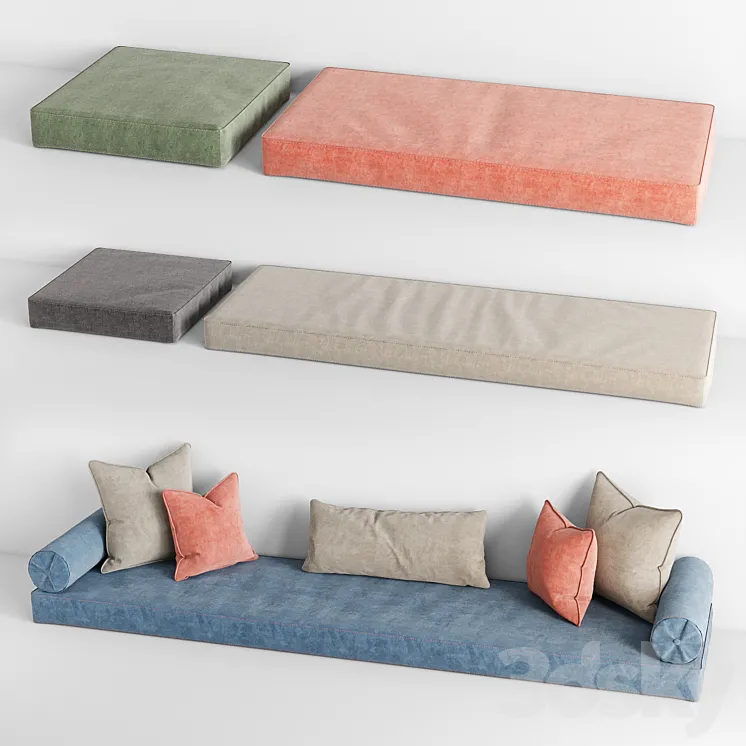 Seat pillow set 002 3D Model Free Download