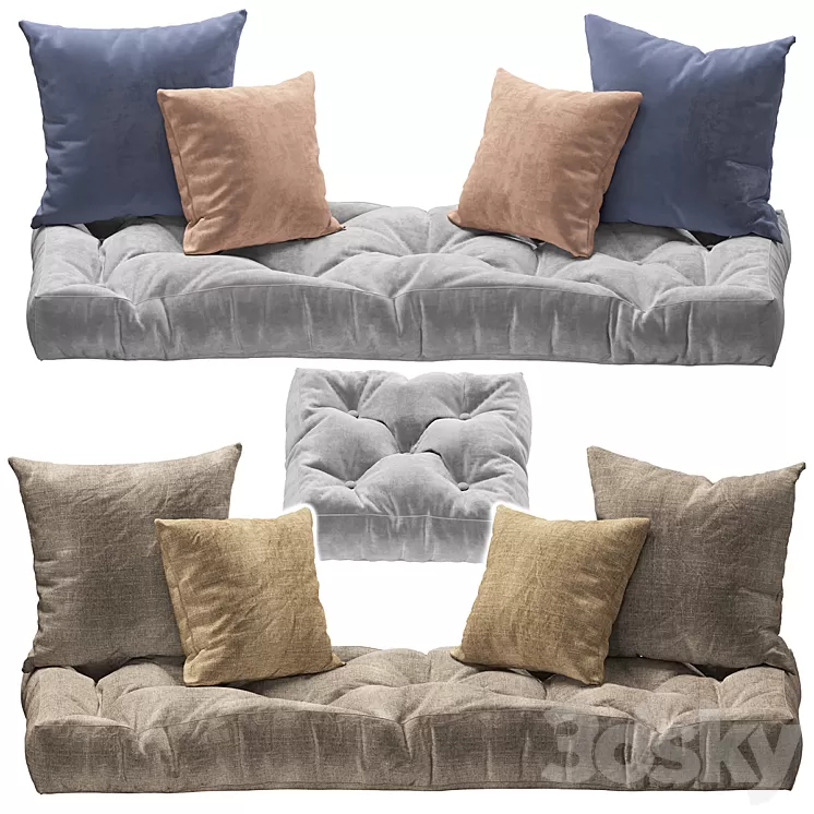 Seat pillow set 3 3D Model Seat pillow set 3 3D Model