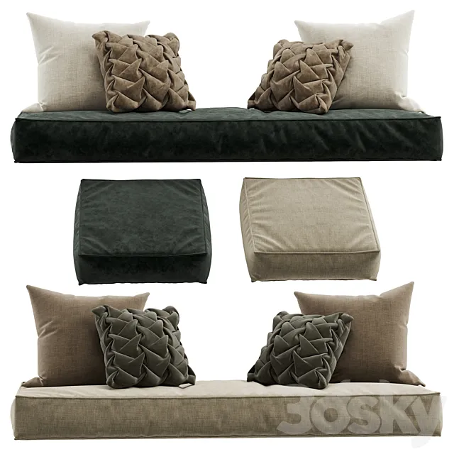Seat pillow set 8 3D Model Seat pillow set 8 3D Model