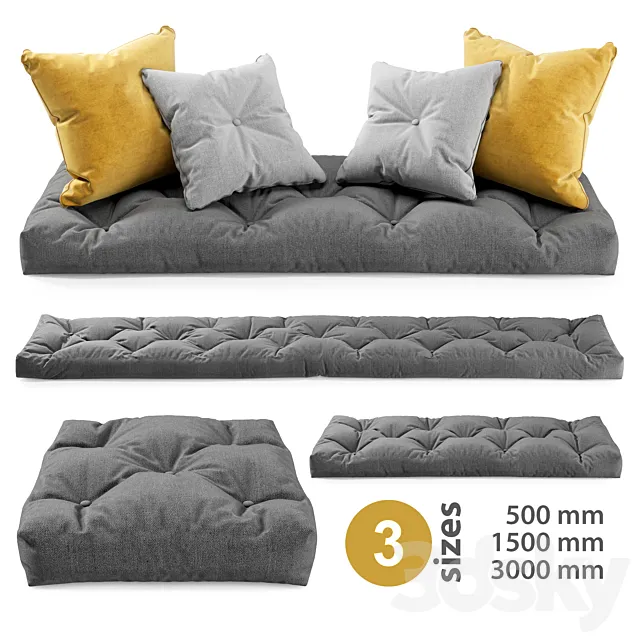 Seat Pillows Set 3 3D Model Seat Pillows Set 3 3D Model