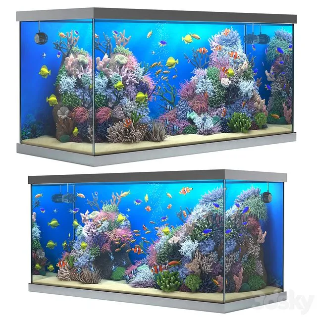 Seawater aquarium 1400 x 600 x 700mm 3D Model