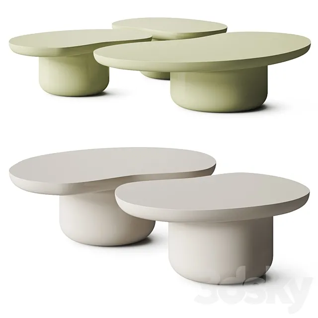 Secolo Laghi Monochrome Coffee Tables 3D Model Secolo Laghi Monochrome Coffee Tables 3D Model