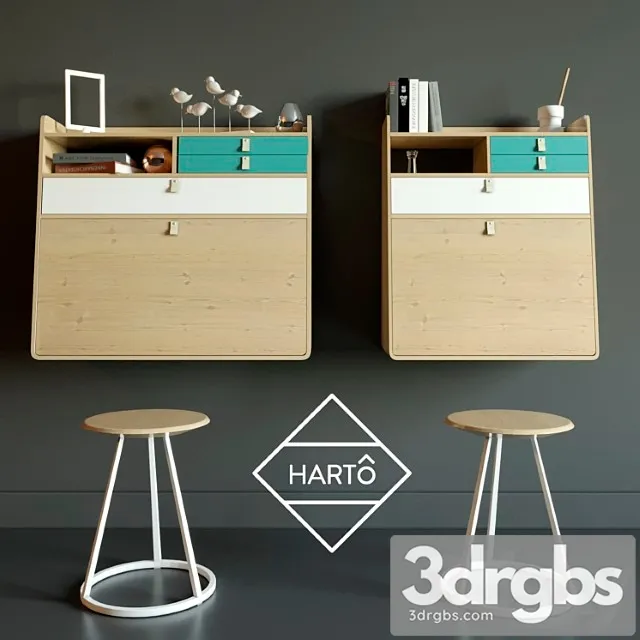 Secretary desk harto 2 3D Model Download
