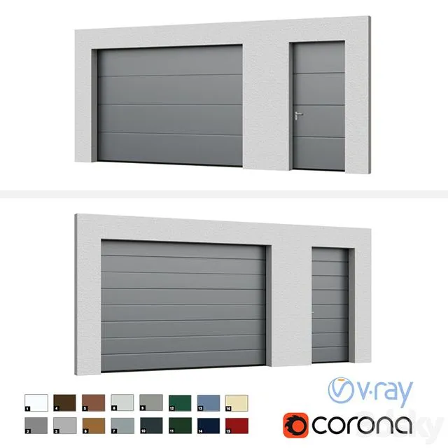 Sectional doors Hormann LPU open closed with side door 3D Model