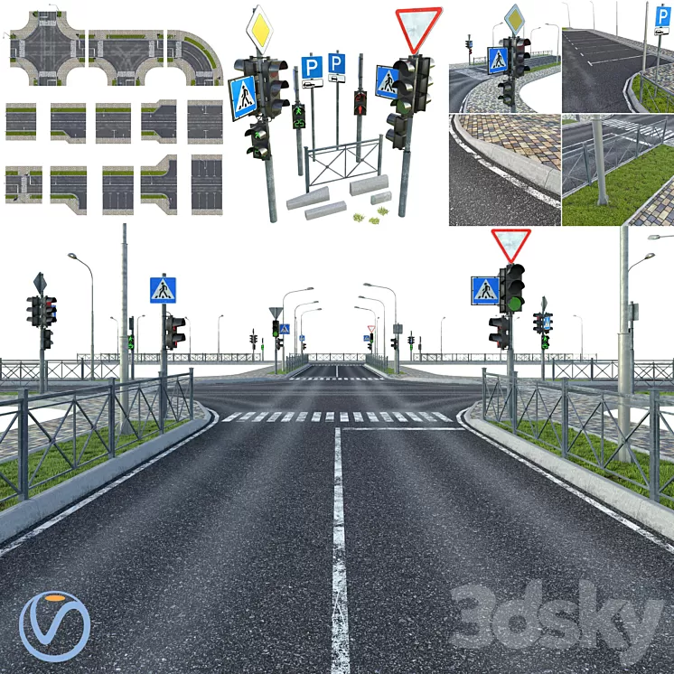Sections of road 3D Model