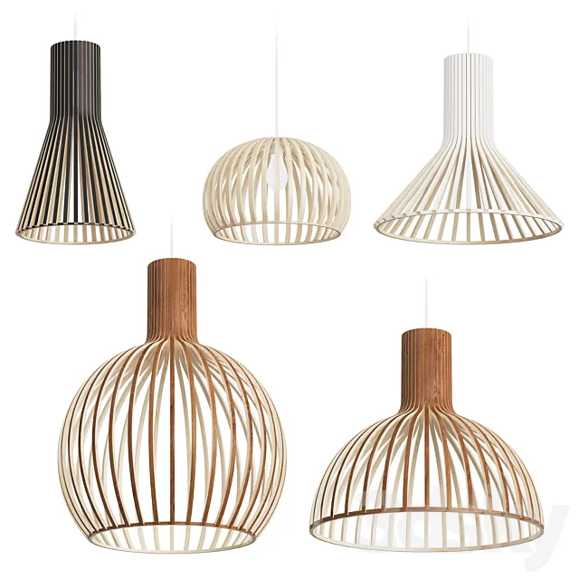 Secto Design Wooden Lamps 3D Model Secto Design Wooden Lamps 3D Model