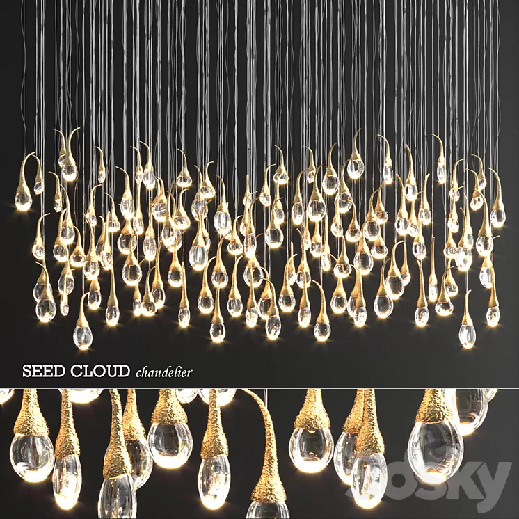 Seed Cloud 112 buds Chandelier by Ocher 3D Model Seed Cloud 112 buds Chandelier by Ocher 3D Model