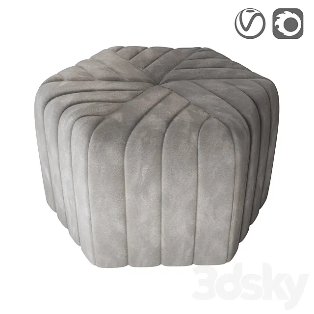 Seis velvet pouffe 3D Model Seis velvet pouffe 3D Model