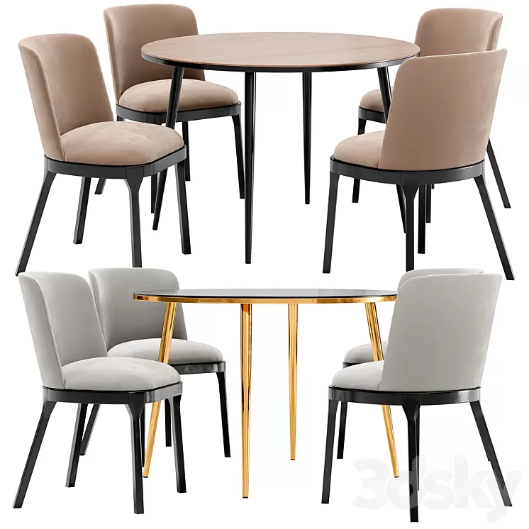 Selection dining chair and Luxore table 3D Model Free Download