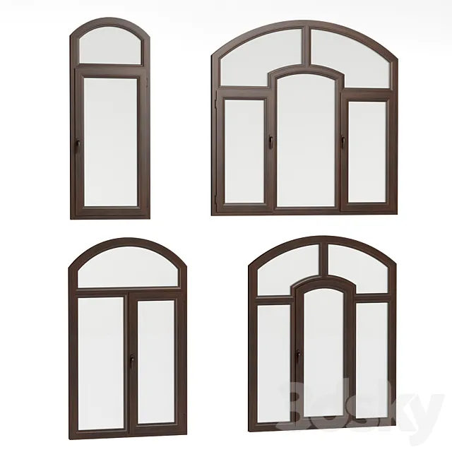 Semi-arched plastic windows 3D Model