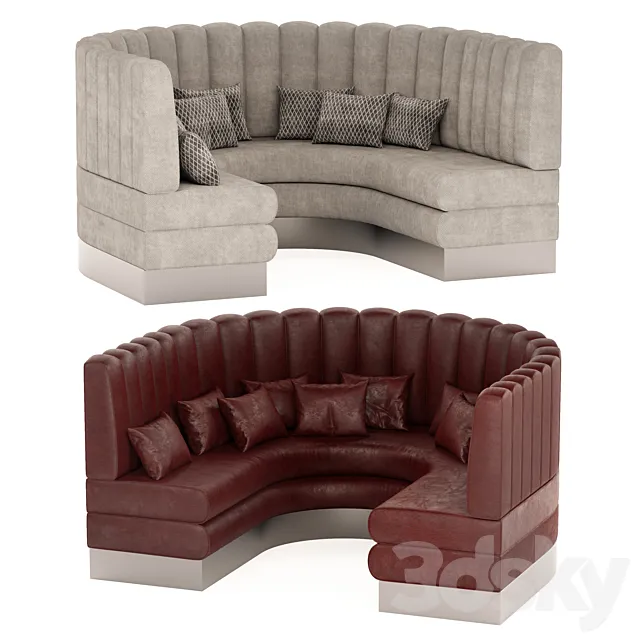 Semi-circular Booth Seating 3D Model