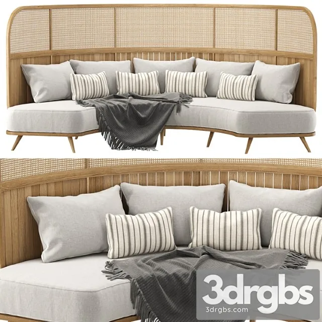 Semicircular sofa in rattan