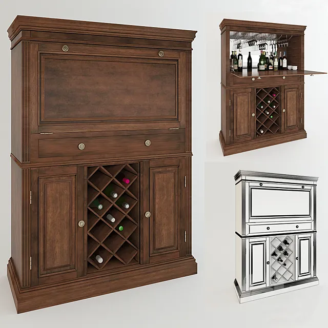 SENECA FALLS bar cabinet from Howard Miller 3DModel