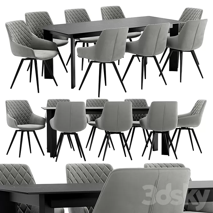Seoul Dining Chair and Track Table 3D Model Free Download