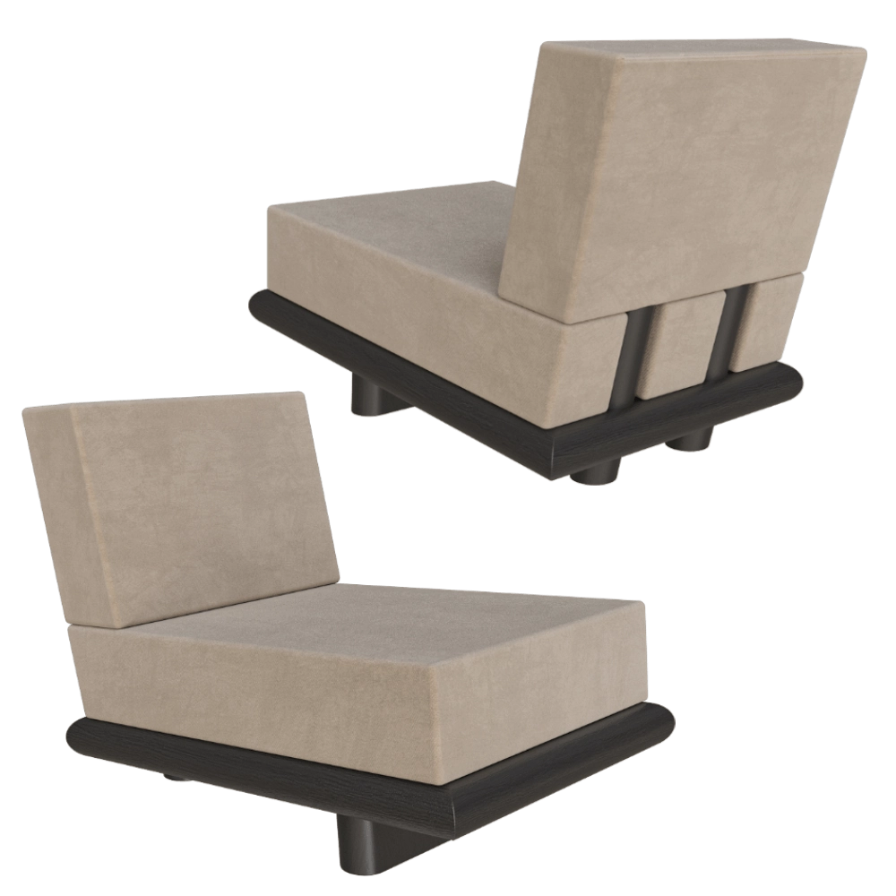 Serax – Sofa Velvet grey + frame oak black Ono 3D Model