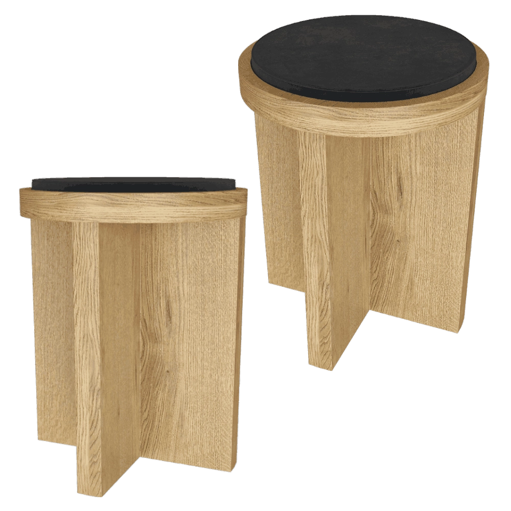Serax – Stool Natural oak with black cushion Tabu 3D Model