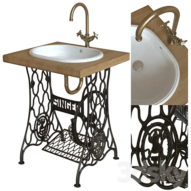 SEREL Washbasin & Singer stand countertop 3D Model SEREL Washbasin & Singer stand countertop 3D Model