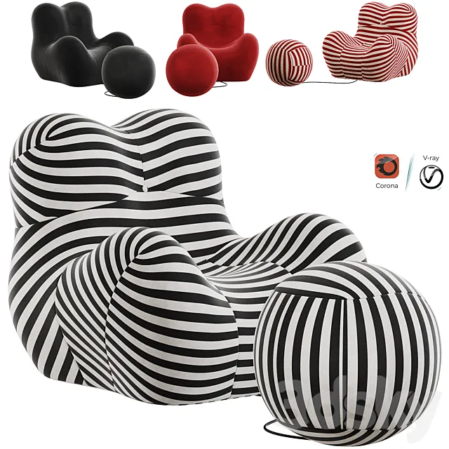 Serie Up 2000 armchair 3D Model Serie Up 2000 armchair 3D Model