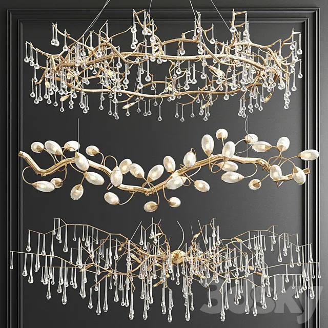 Serip Lotus Bijout Chandelier – 3 types 3D Model