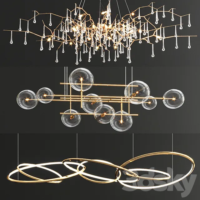 Serip Orizzontale Ring Chandelier – 3 type 3D Model Serip Orizzontale Ring Chandelier – 3 type 3D Model