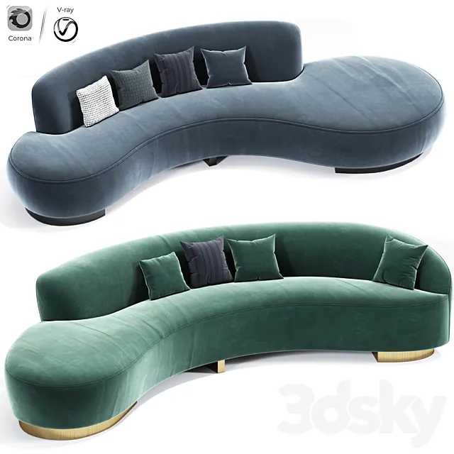 Serpentine Sofa And Freeform Curve Vladimir Sofa Set 3D Model