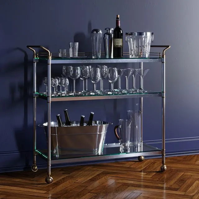 Service table with wine 3D Model