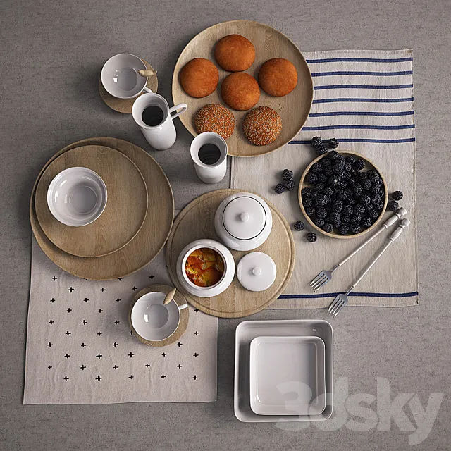 Serving with blackberries 3DModel