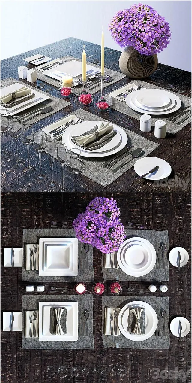 SERVING (with candles) 3D Model