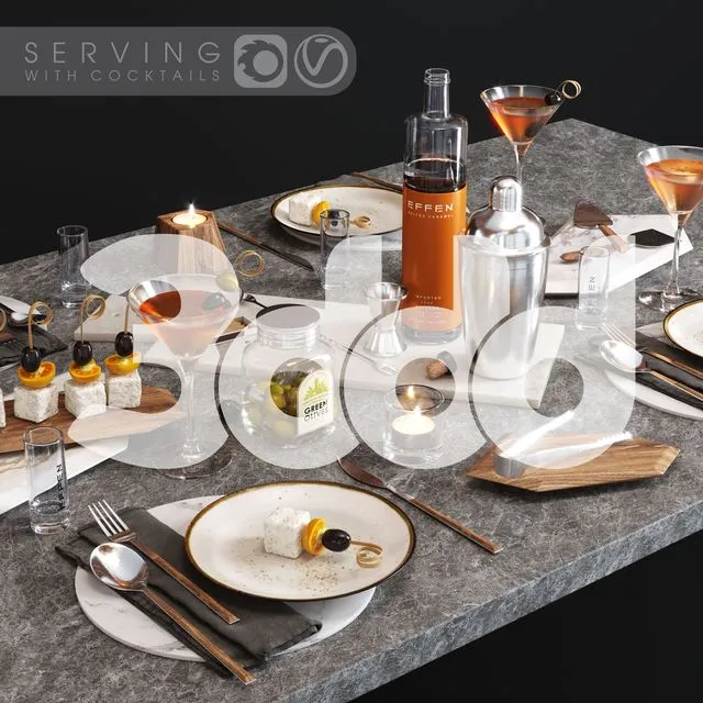 Serving with cocktails 3D Model