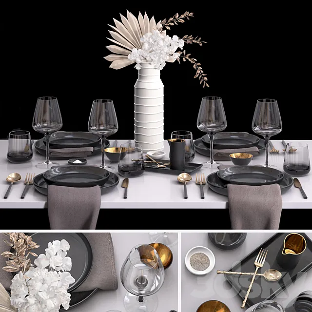 Serving with dry plants 3D Model