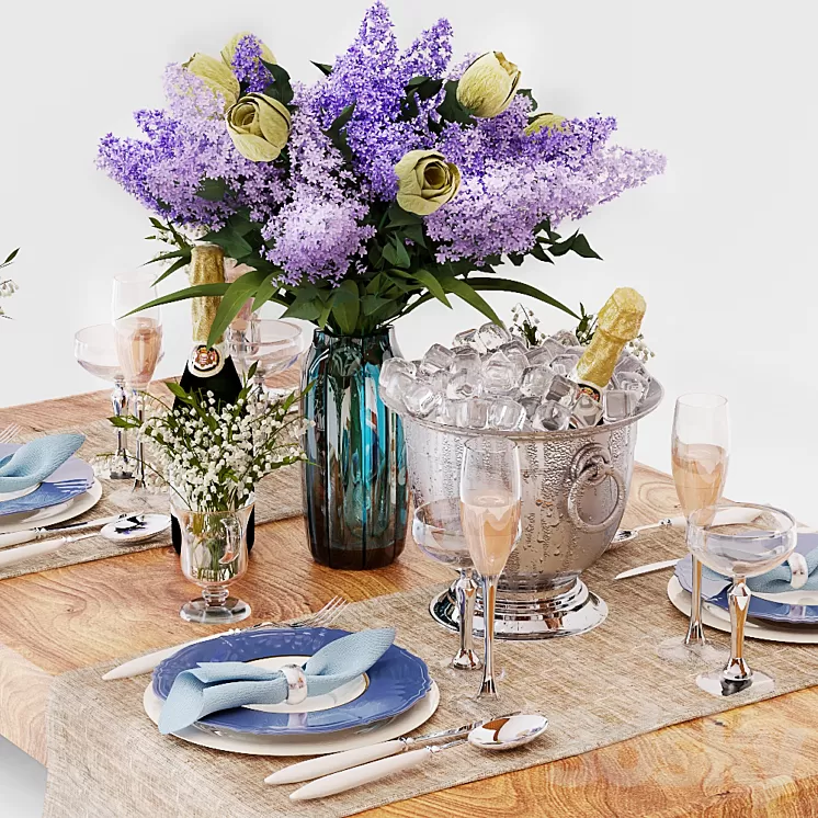 Serving with lilacs 3D Model