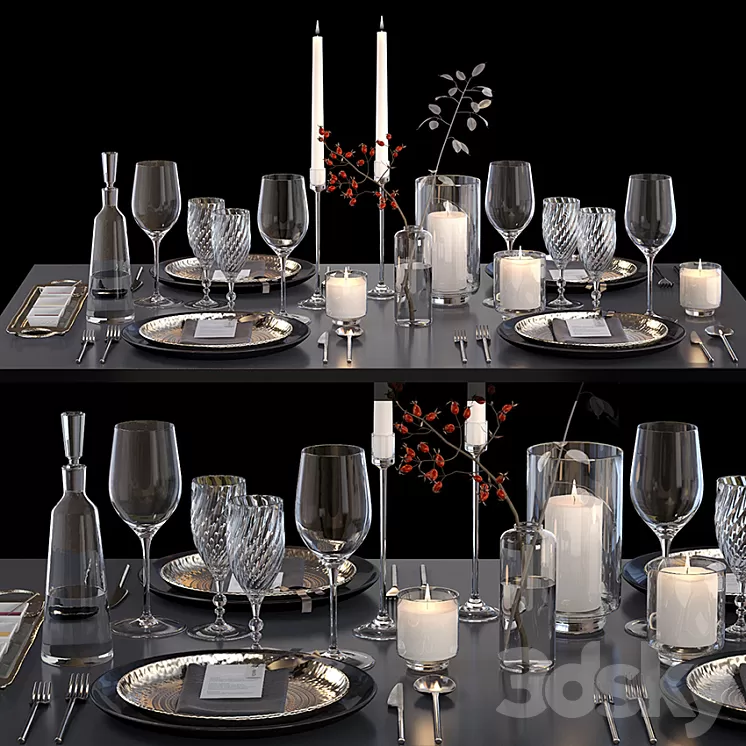 Serving with rose hips 3D Model