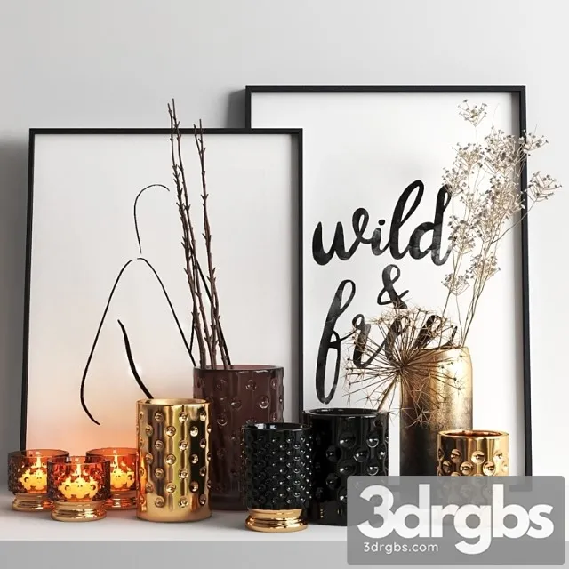 Set 327 Dry Plants in Glasses 3D Model Download Set 327 Dry Plants in Glasses 3D Model Download