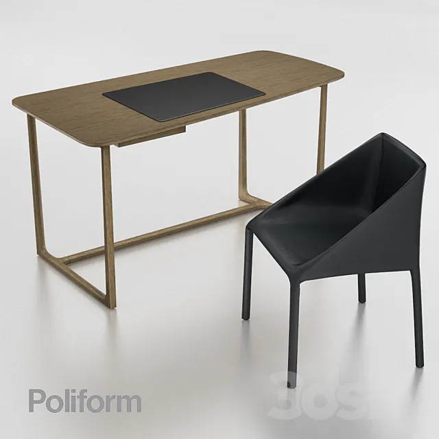 Set a desk + chair Poliform 3DModel Set a desk + chair Poliform 3DModel