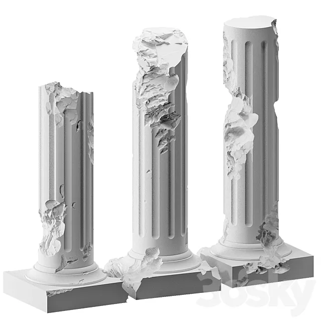set aged balusters 3D Model set aged balusters 3D Model
